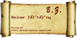 Beiner Zétény névjegykártya